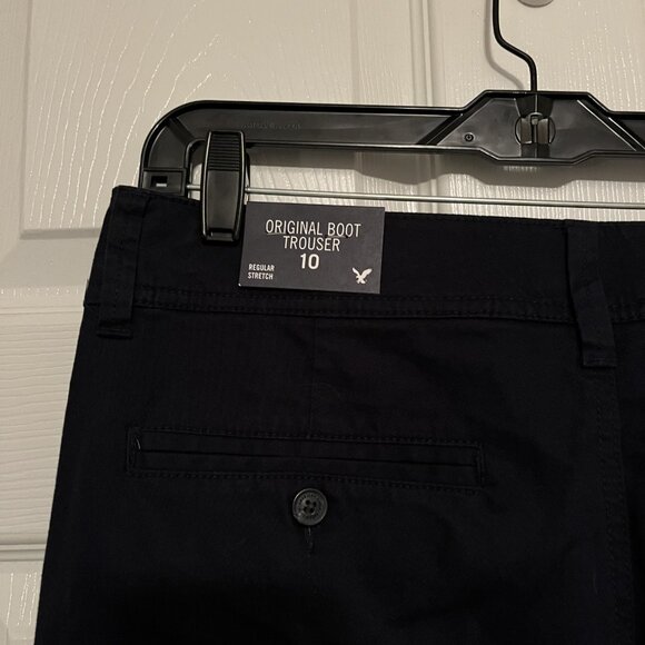 NWT American Eagle Pants Womens 10 Short Kick Boot Navy Chino Pockets Stretch - Picture 3 of 7